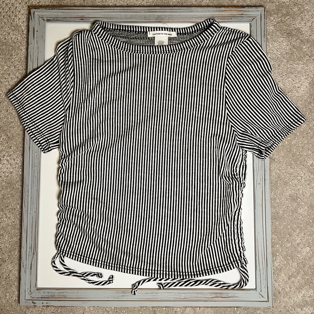 Caution to the Wind Short-Sleeved Tie Top